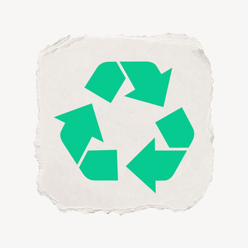 Recycle, environment icon, ripped paper design psd