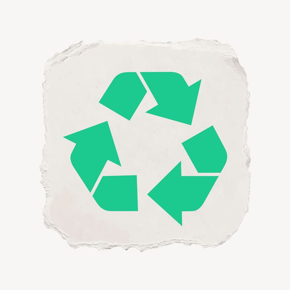 Recycle, environment icon, ripped paper design vector