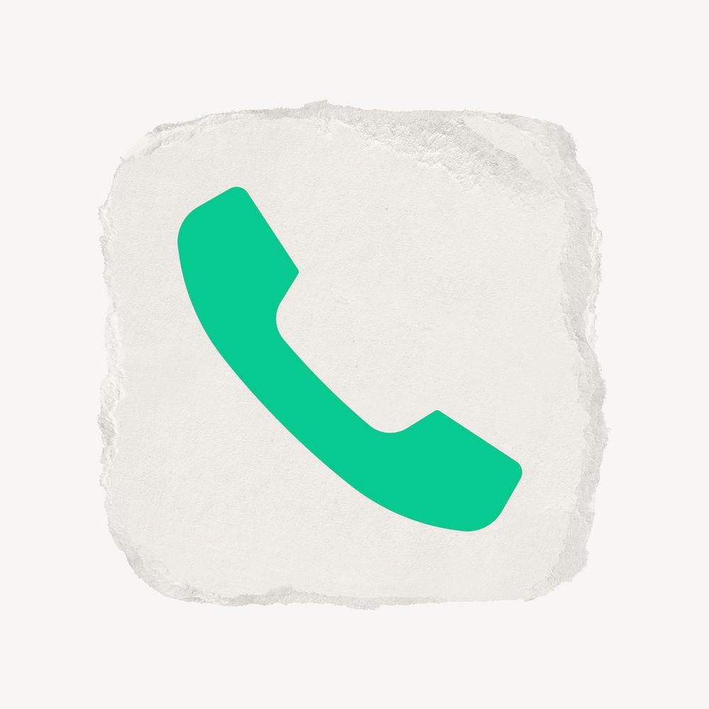 Phone call app icon, ripped paper design psd