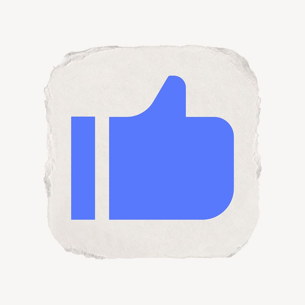 Thumbs up, like icon, ripped paper design psd