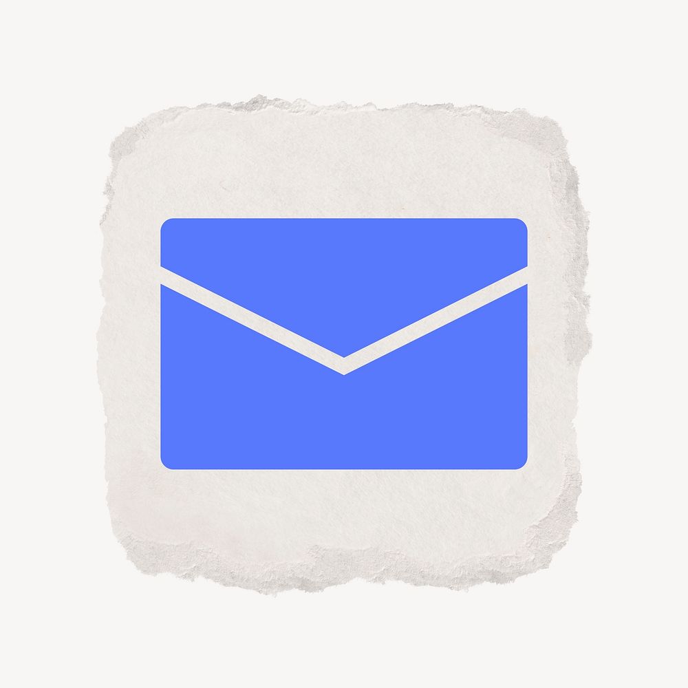 Envelope email icon, ripped paper design