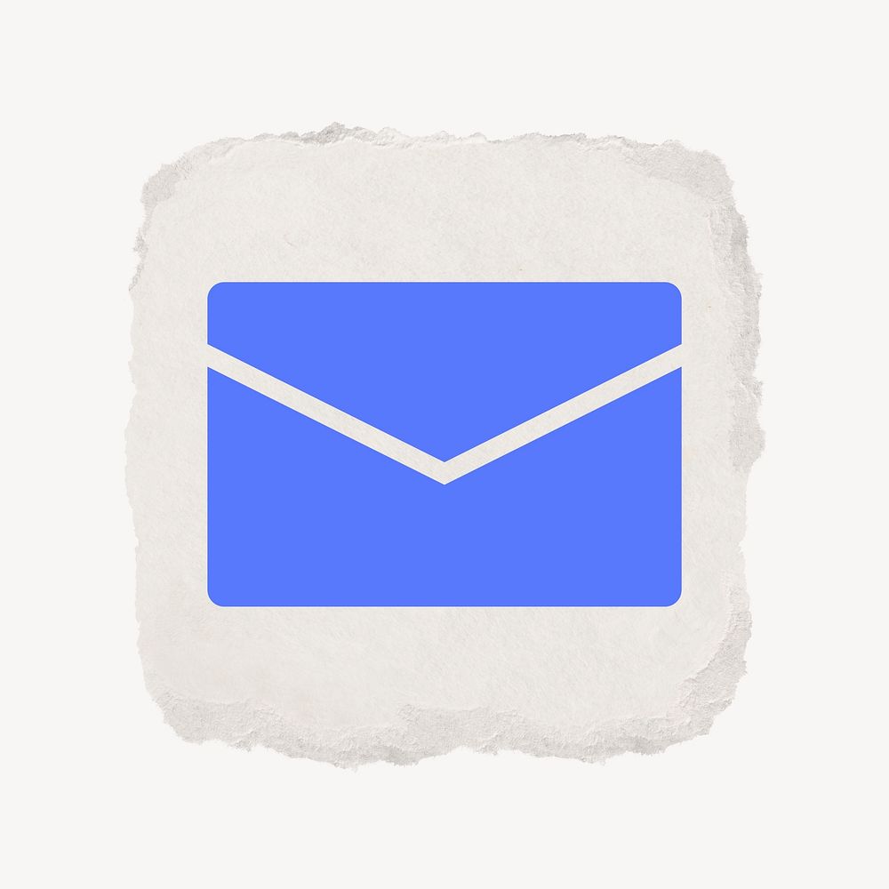 Envelope email icon, ripped paper design psd