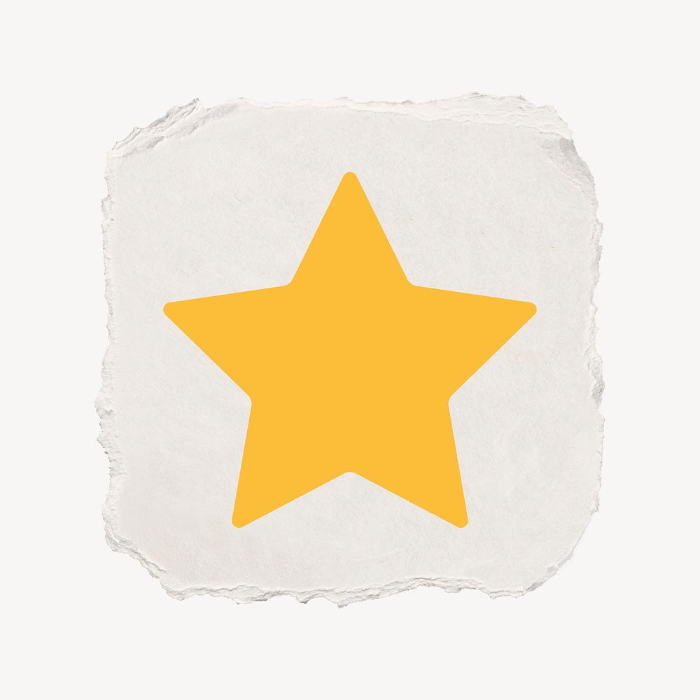 Star shape icon, ripped paper design psd