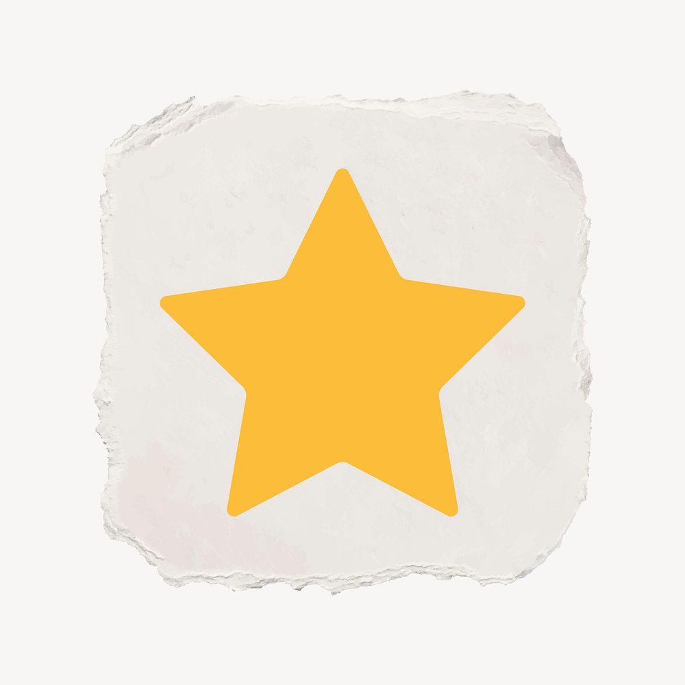 Star shape icon, ripped paper design vector