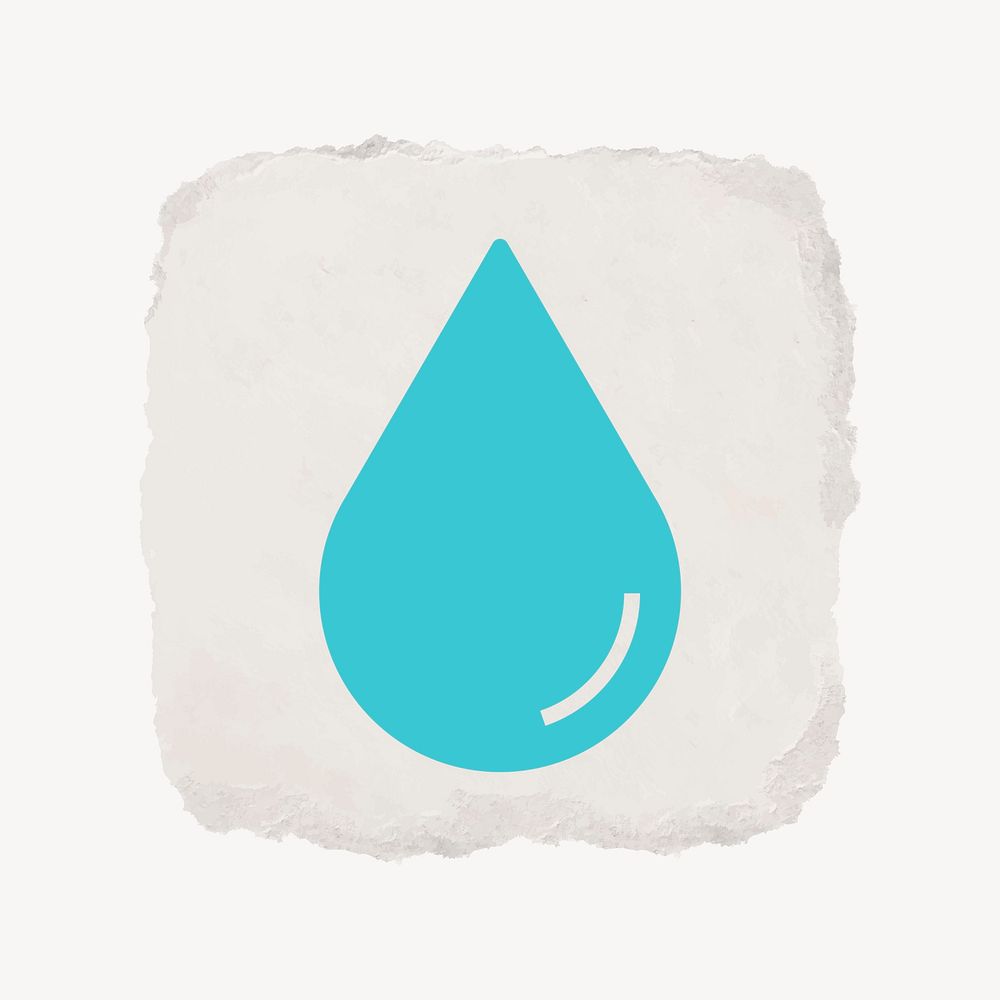 Water drop, environment icon, ripped paper design vector