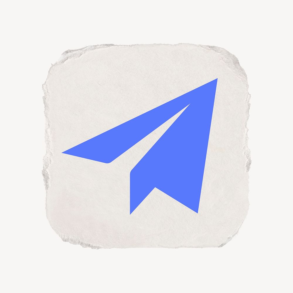 Paper plane direct message icon, ripped paper design