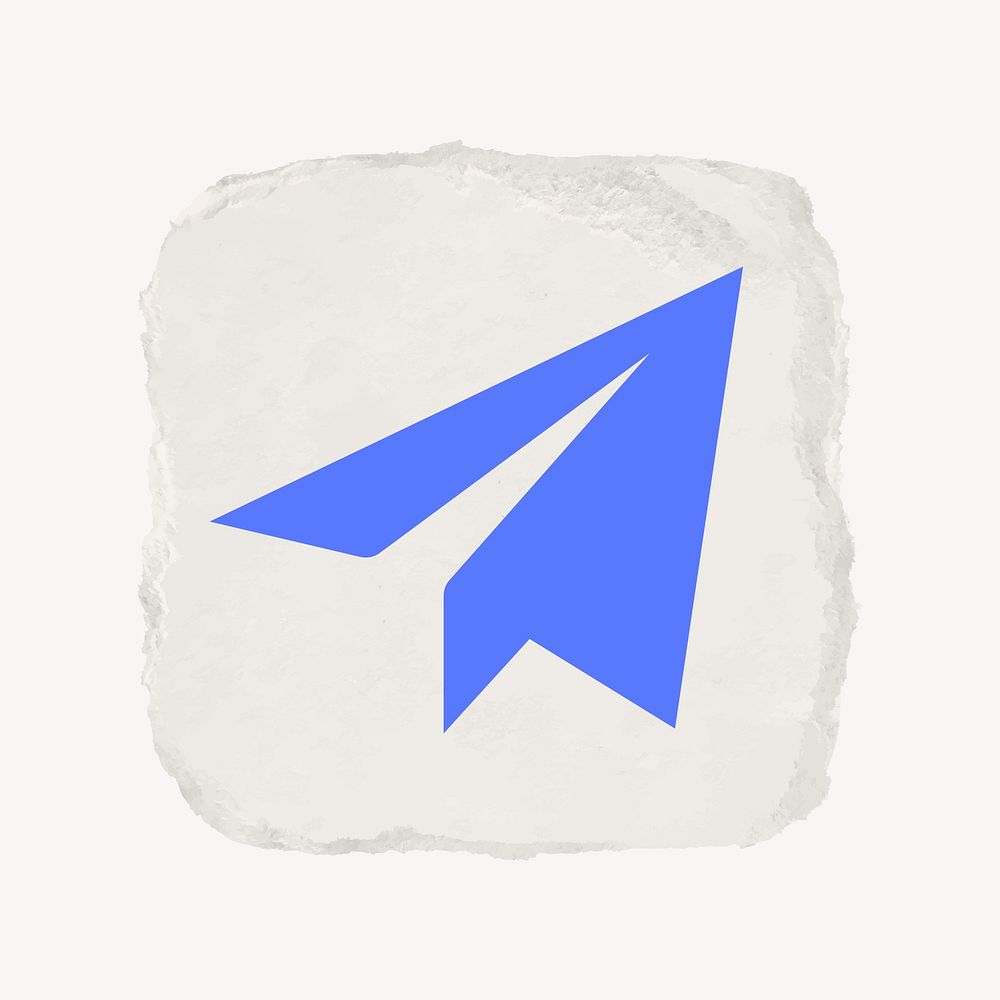 Paper plane direct message icon, ripped paper design vector