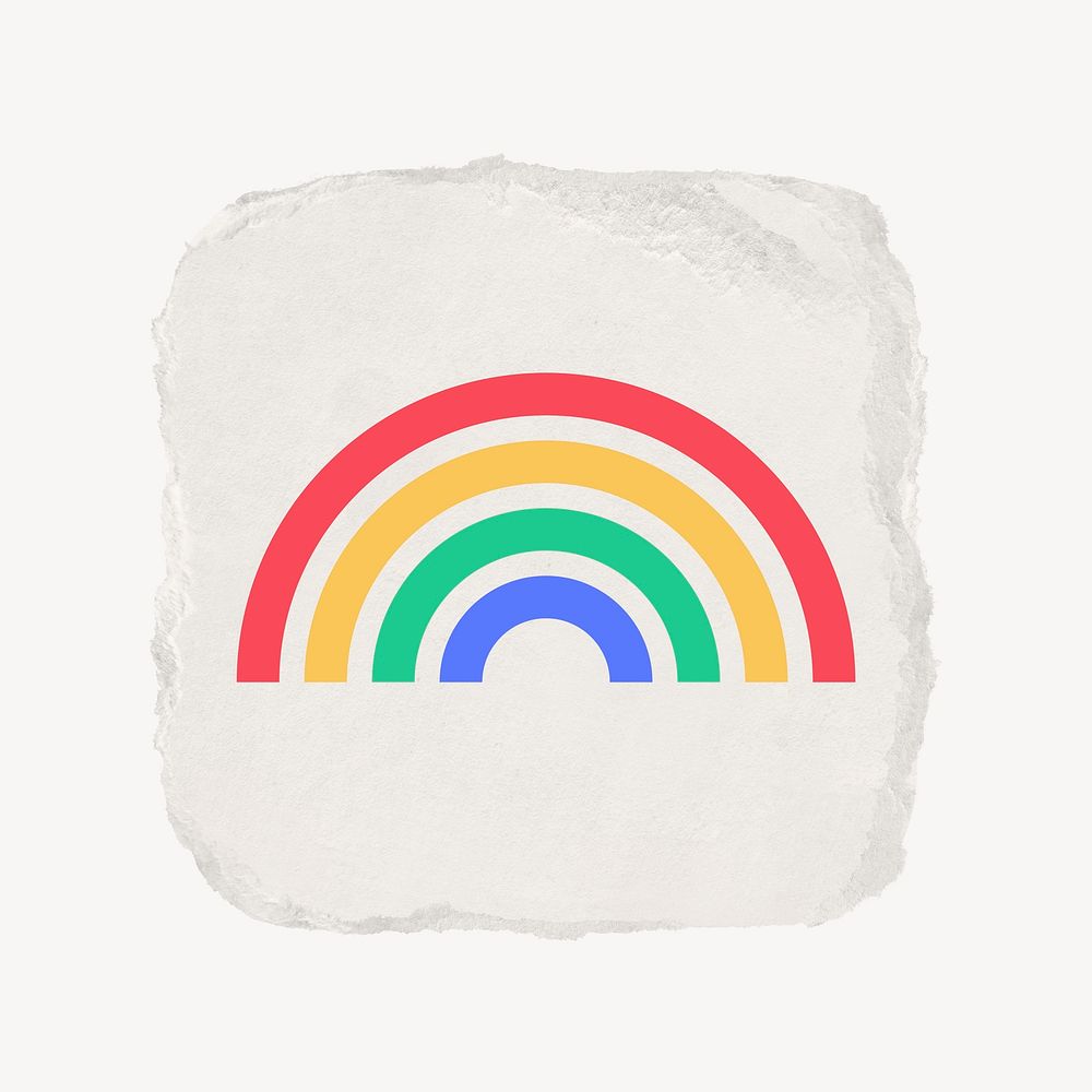 Rainbow icon, ripped paper design