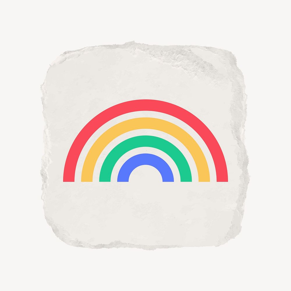 Rainbow icon, ripped paper design vector