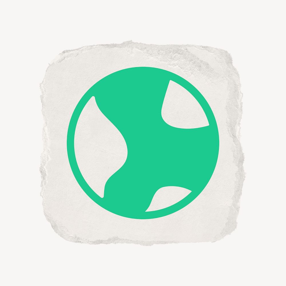 Environment globe icon, ripped paper design
