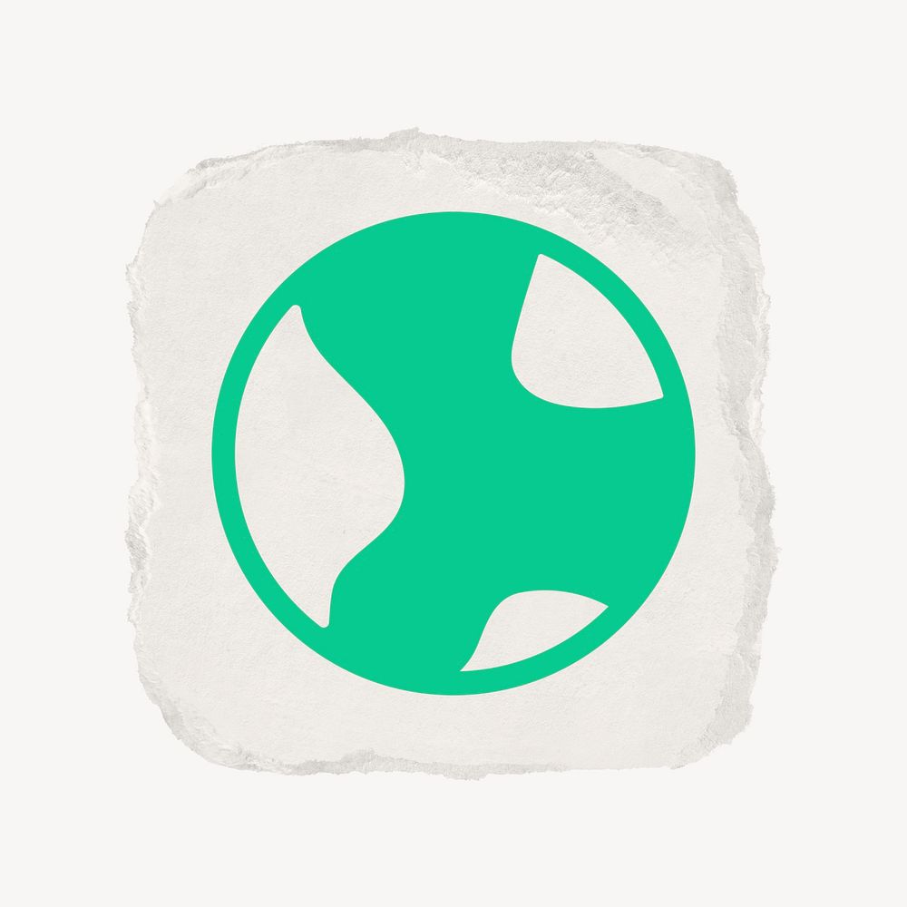 Environment globe icon, ripped paper design psd