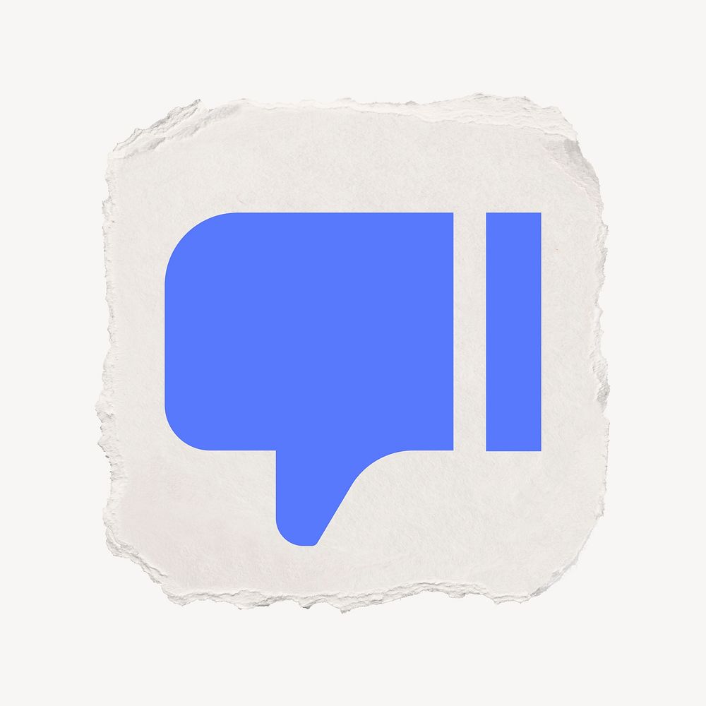 Thumbs down, dislike icon, ripped paper design