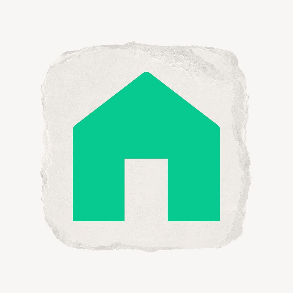 Home icon, ripped paper design psd
