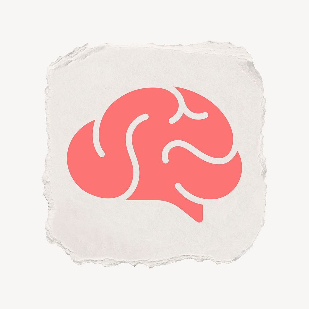 Brain, education icon, ripped paper design