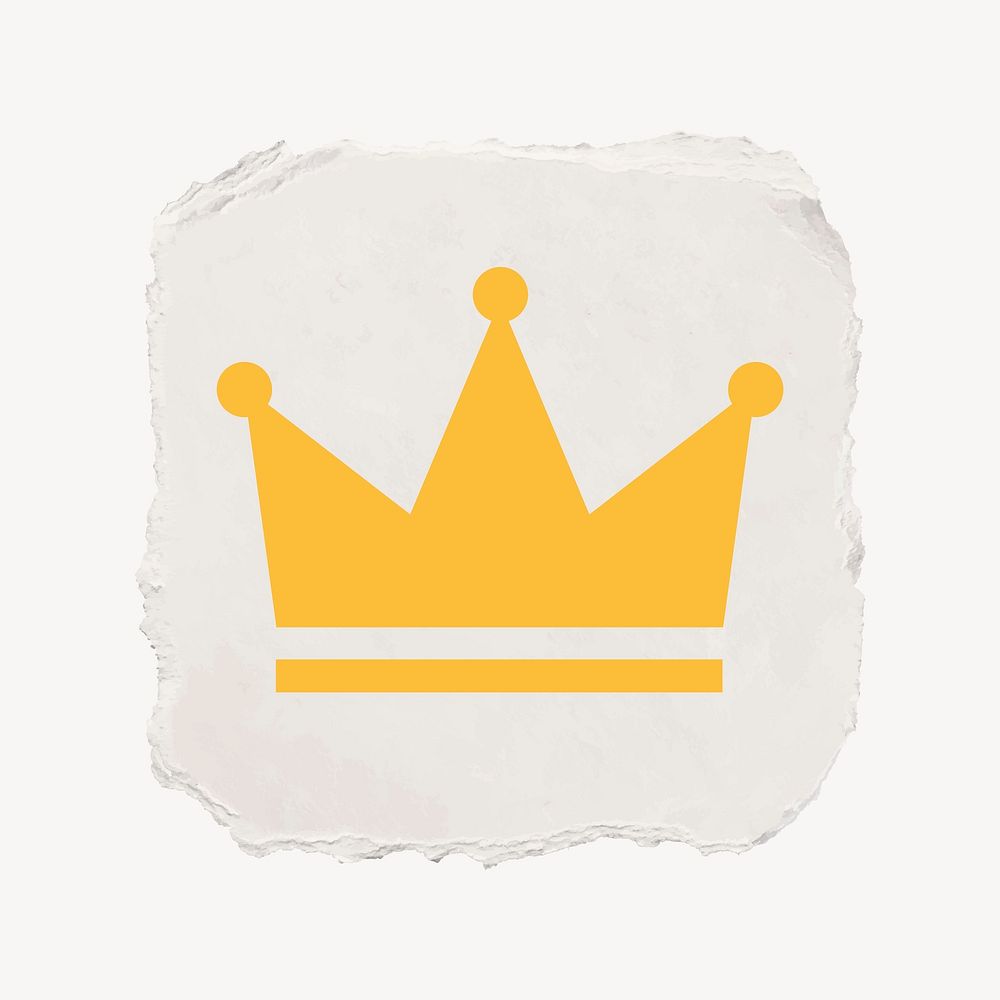 Crown ranking icon, ripped paper design vector
