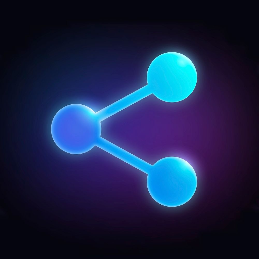 Link icon, neon glow design vector