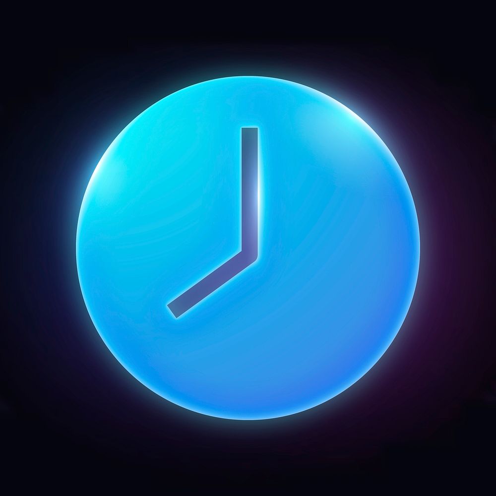 Clock icon, neon glow design