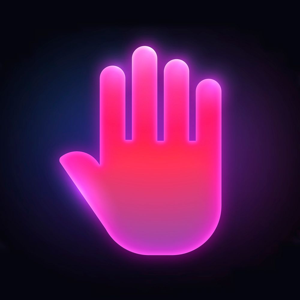 Hand icon, neon glow design vector