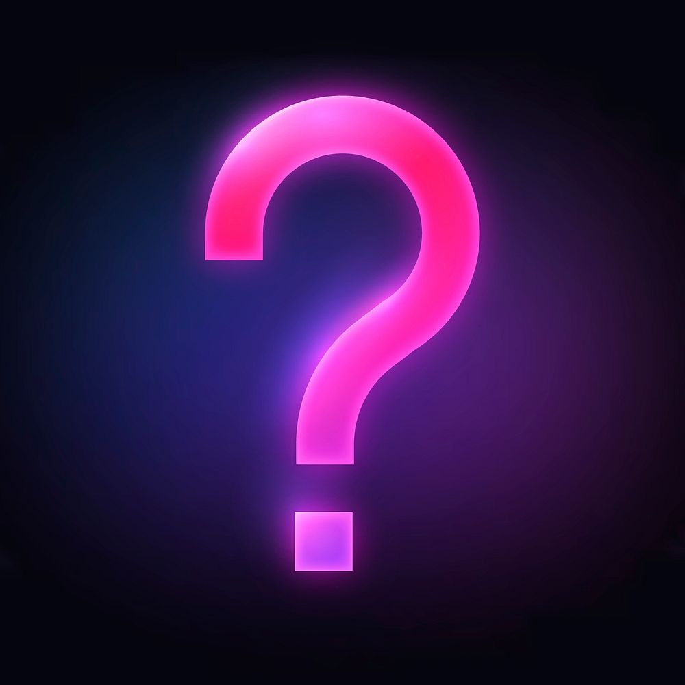 Question mark icon, neon glow design vector