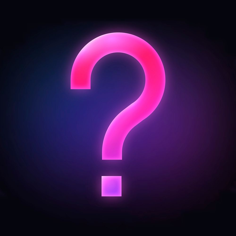 Question mark icon, neon glow design  psd