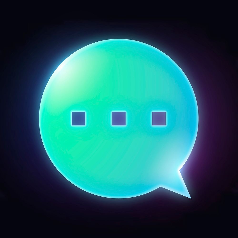 Speech bubble icon, neon glow design vector