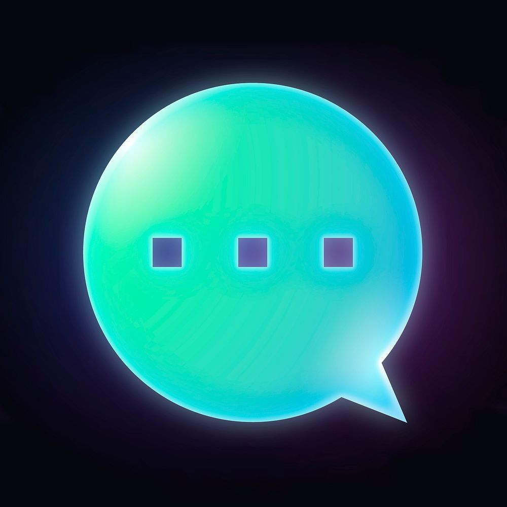 Speech bubble icon, neon glow design  psd