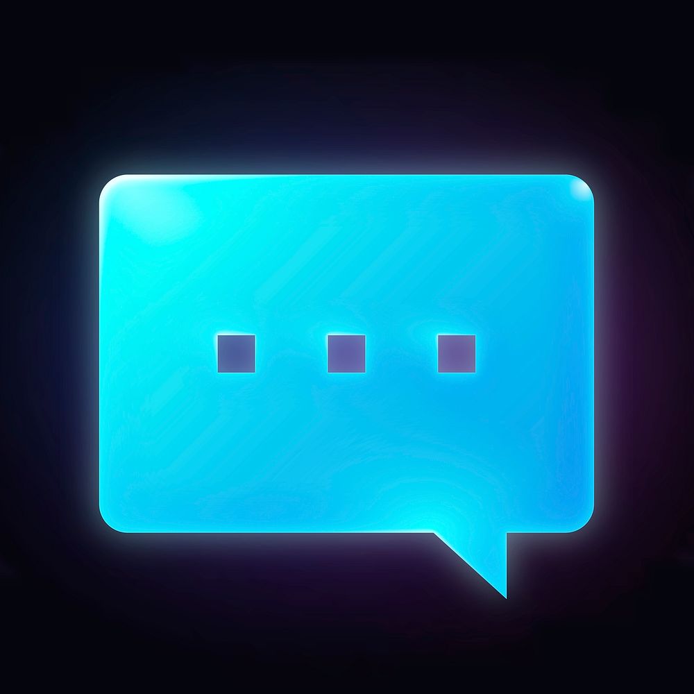 Speech bubble icon, neon glow design  psd