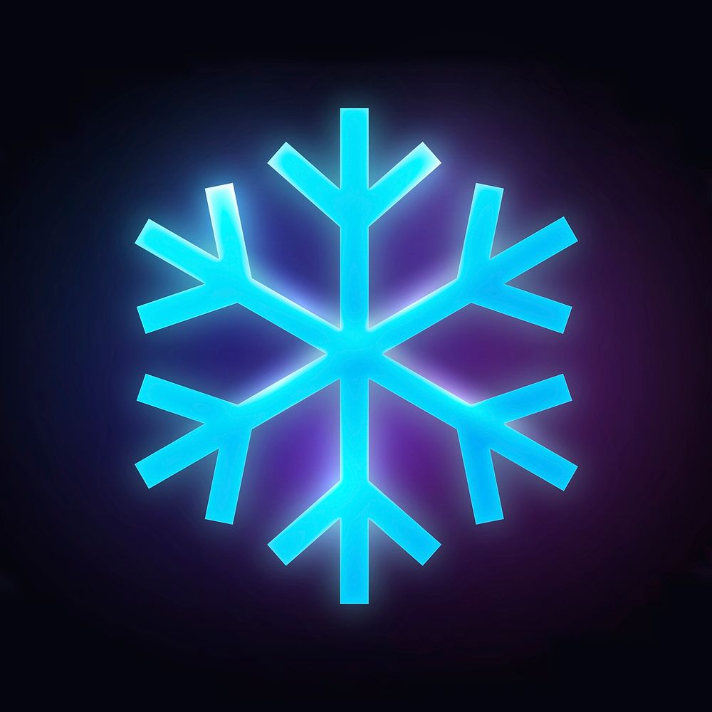 Snowflake icon, neon glow design vector