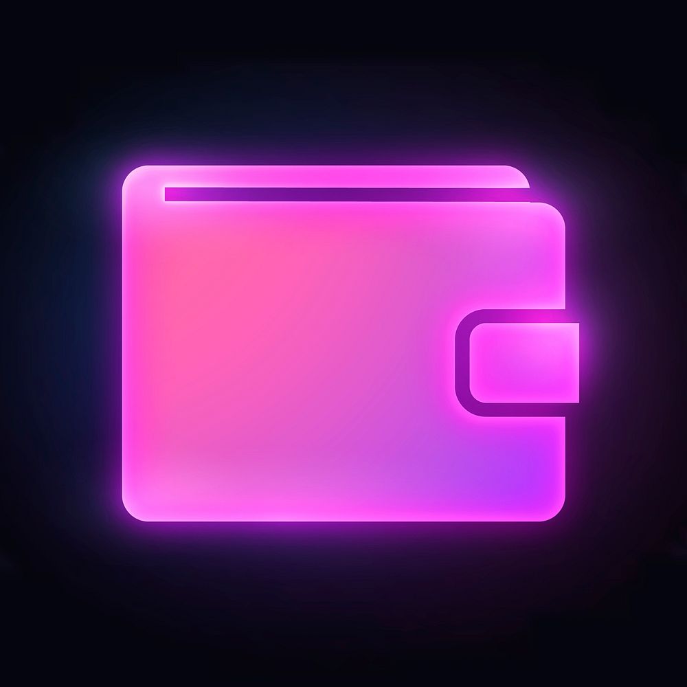 Wallet payment icon, neon glow design