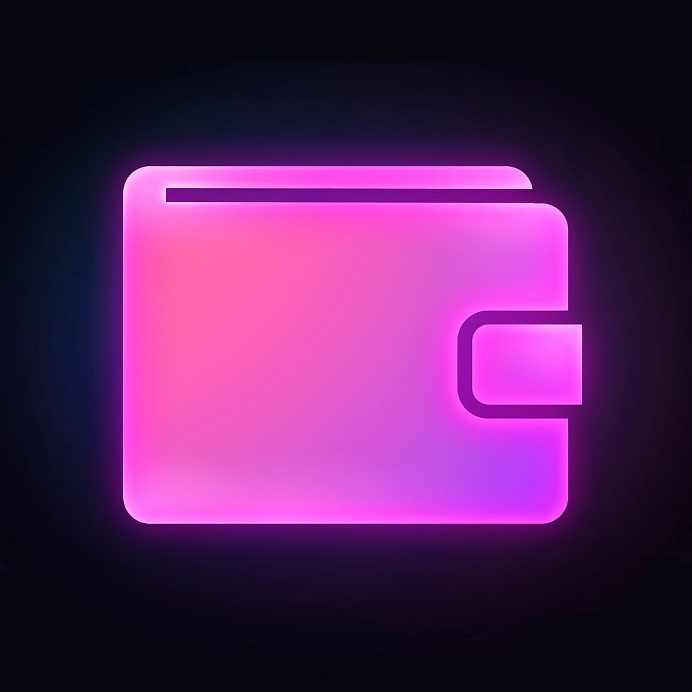 Wallet payment icon, neon glow design  psd