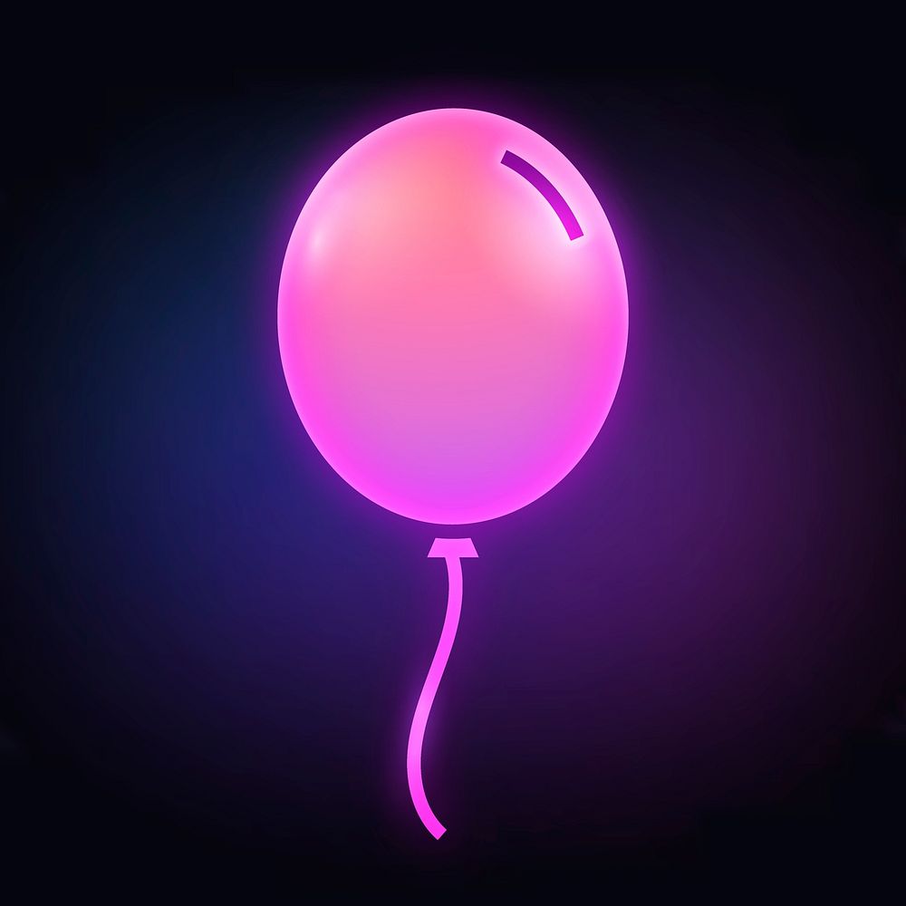 Floating balloon icon, neon glow design vector