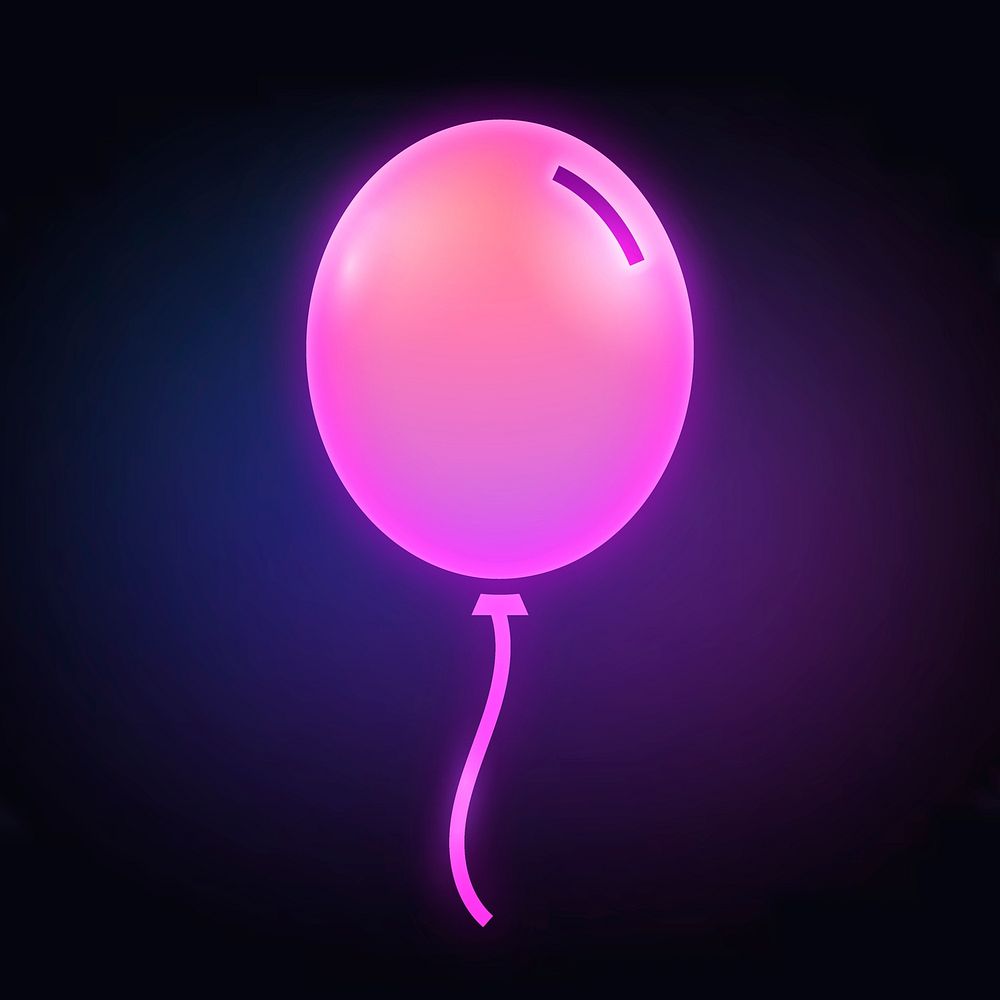 Floating balloon icon, neon glow design