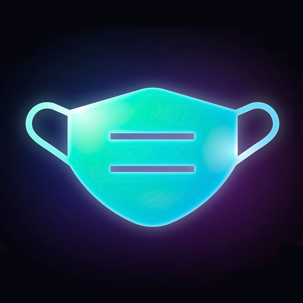 Face mask icon, neon glow design  psd