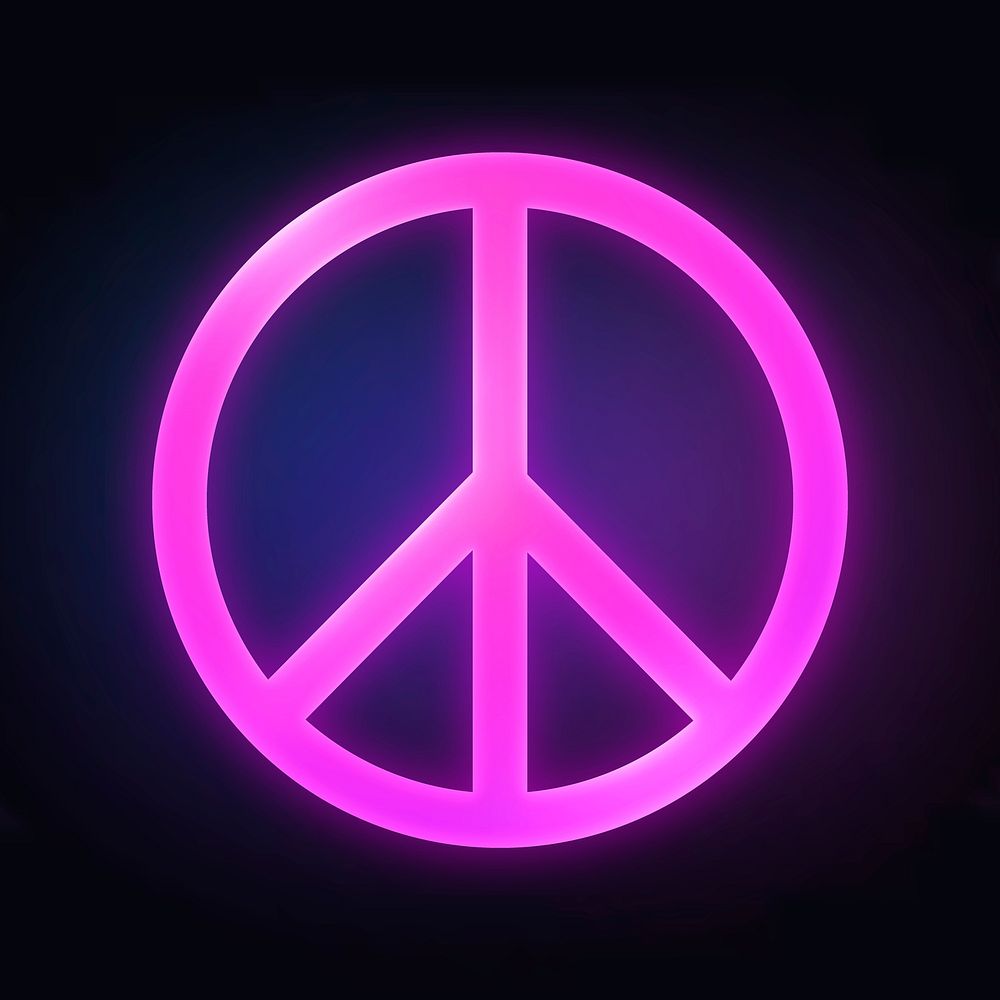 Peace symbol icon, neon glow design  psd