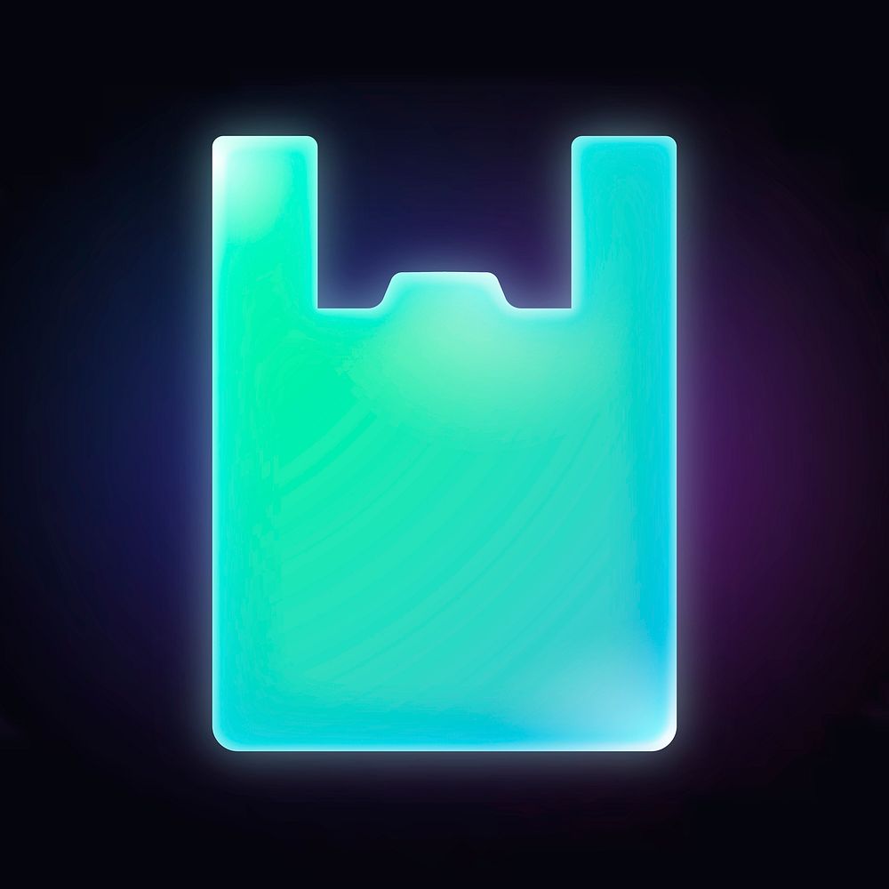 Plastic bag icon, neon glow design  psd