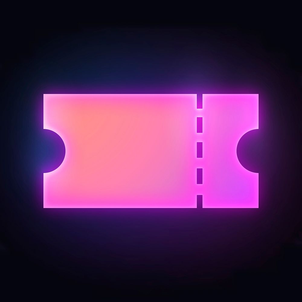 Voucher, ticket icon, neon glow design vector