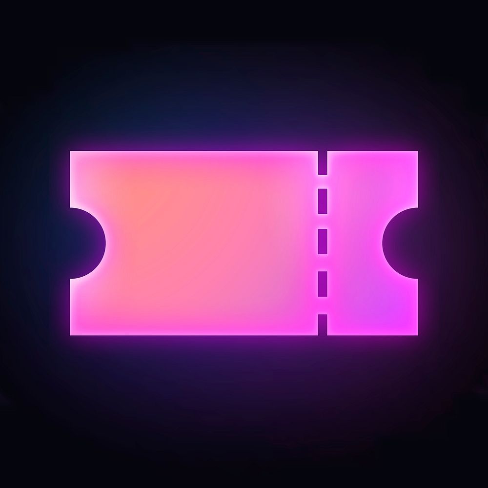 Voucher, ticket icon, neon glow design  psd