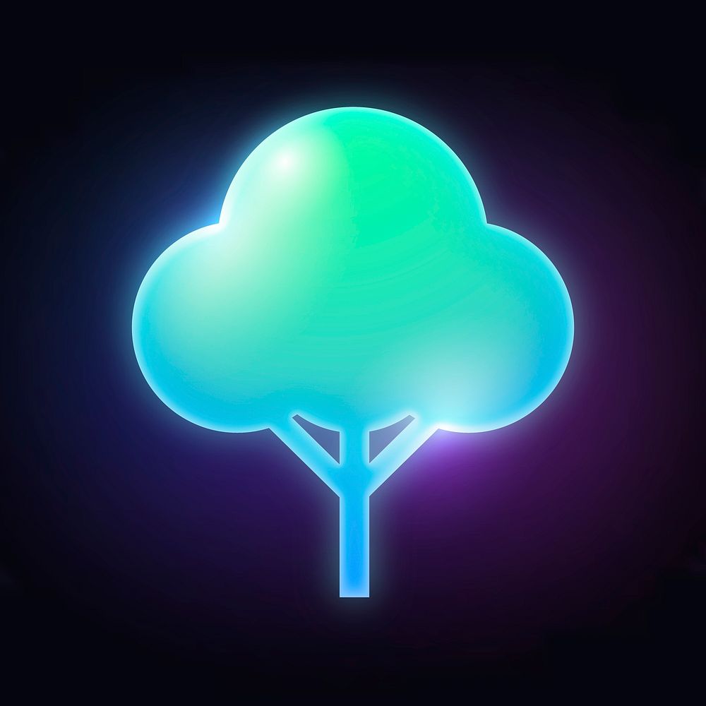 Tree, environment icon, neon glow design vector