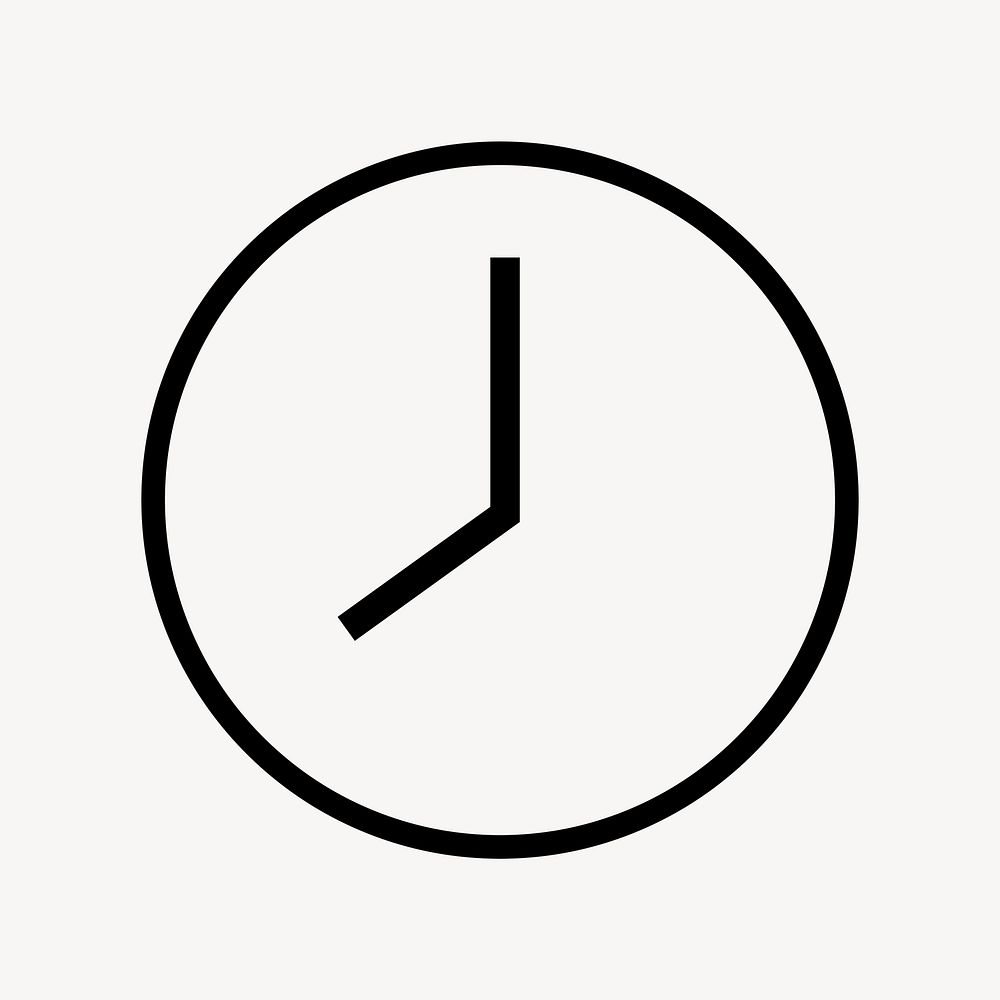 Clock icon, line art illustration vector