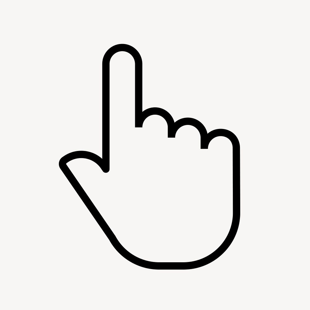 Pointing hand icon, line art illustration vector