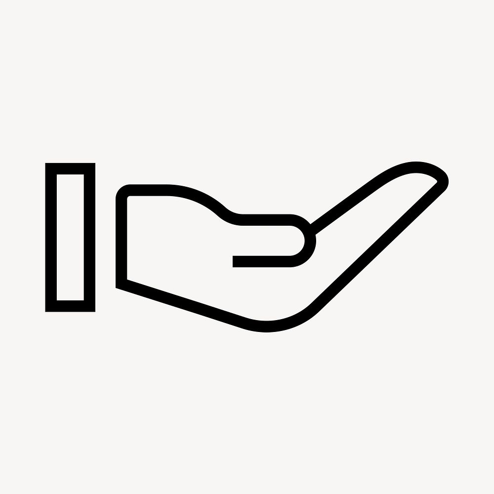 Cupping hand icon, line art illustration  psd