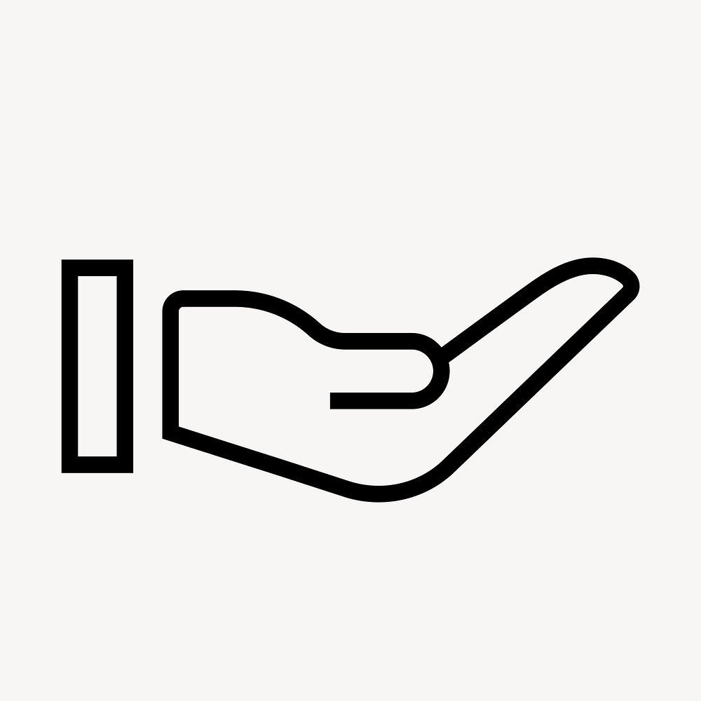 Cupping hand icon, line art illustration