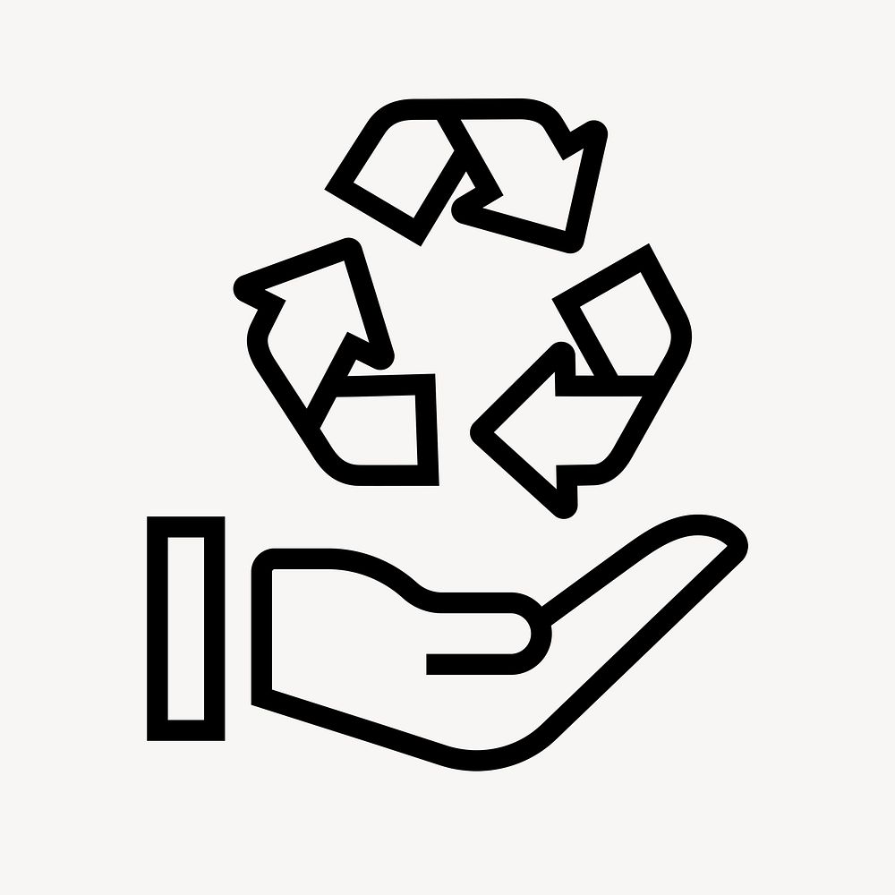 Recycle hand icon, line art illustration  psd