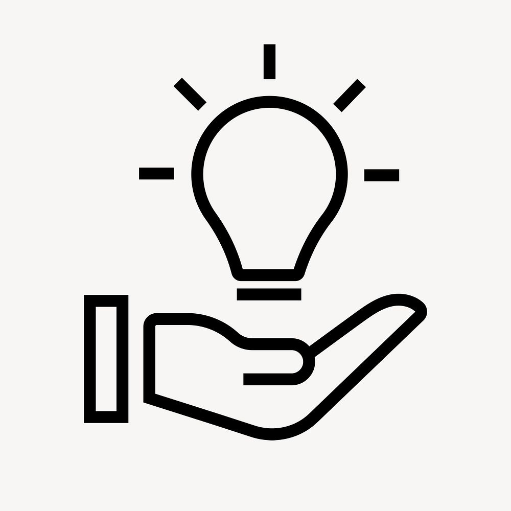 Light bulb hand icon, line art illustration  psd