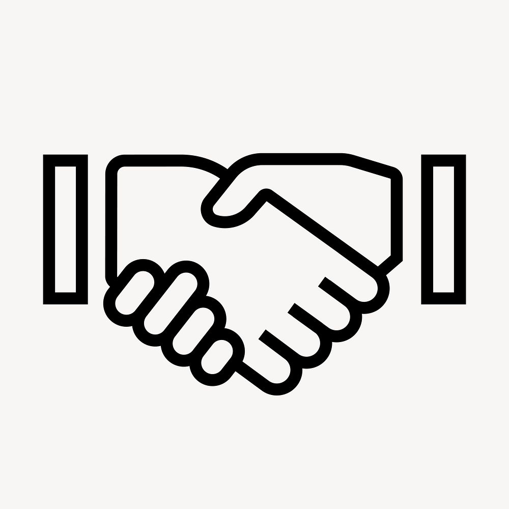 Business handshake icon, line art illustration vector