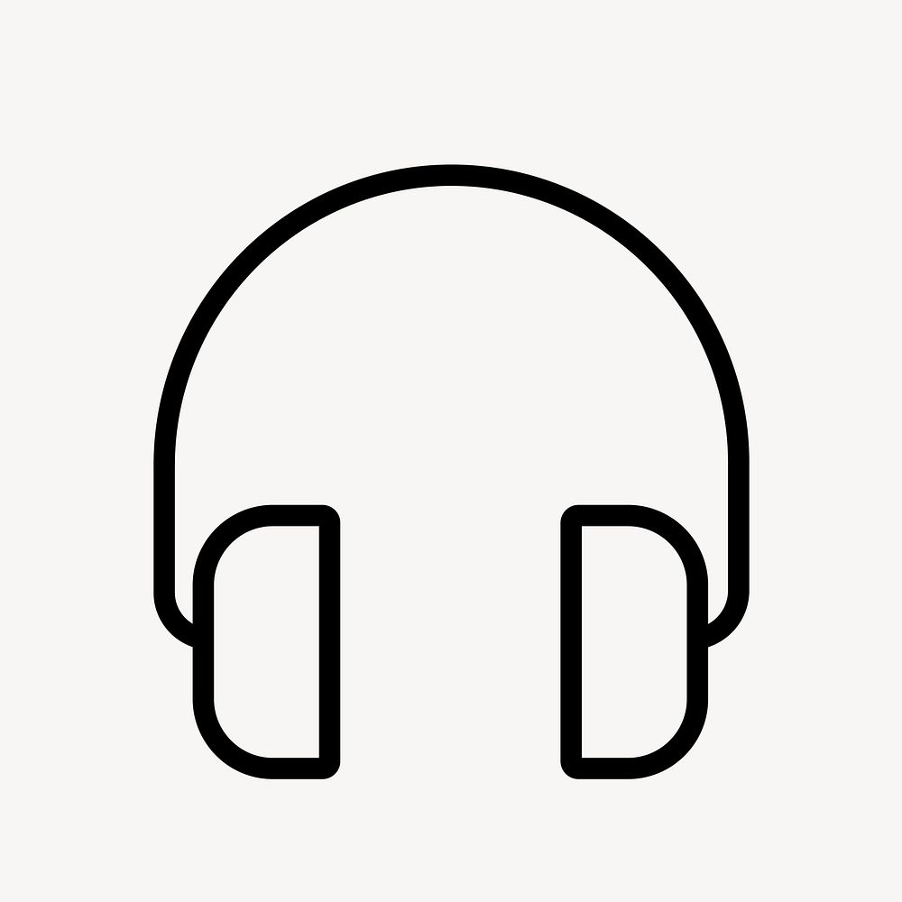 Headphones, music icon, line art illustration vector