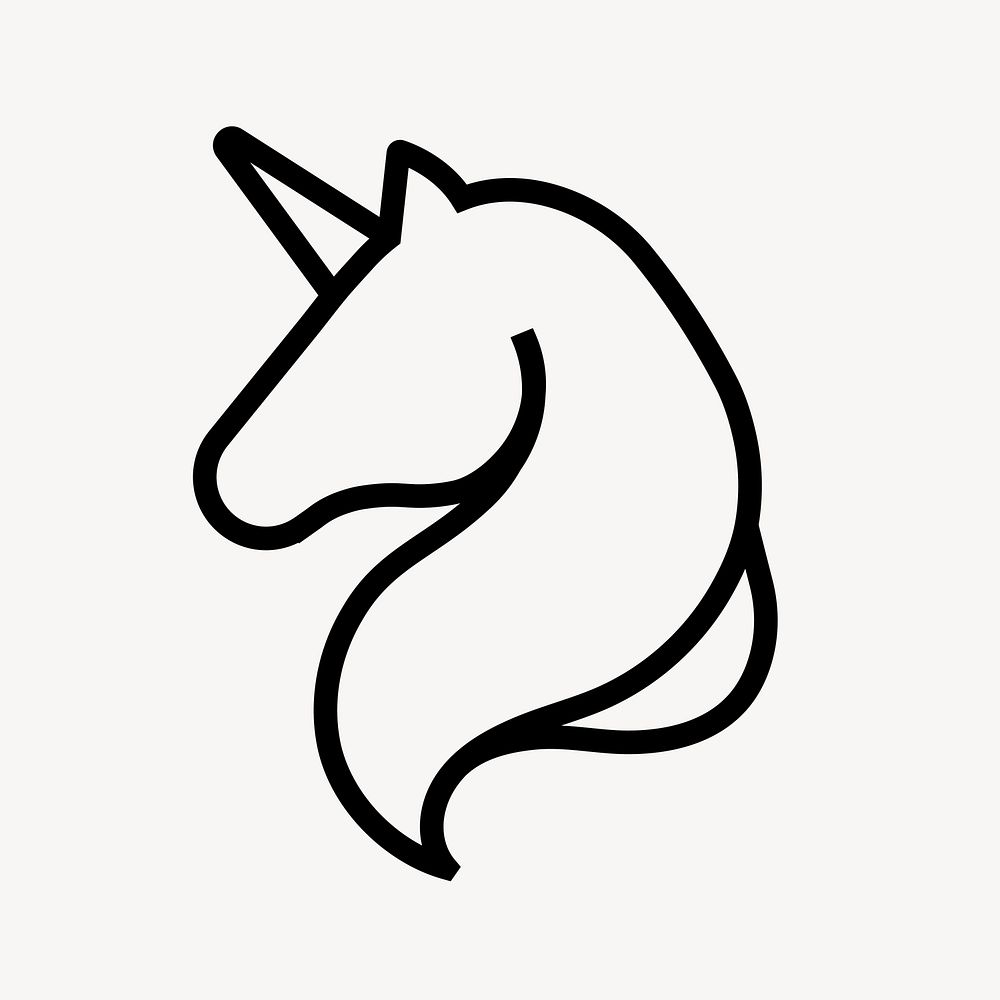 Unicorn icon, line art illustration