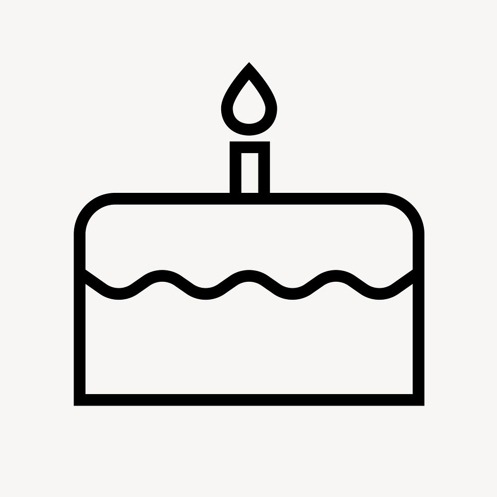 Birthday cake icon, line art illustration vector