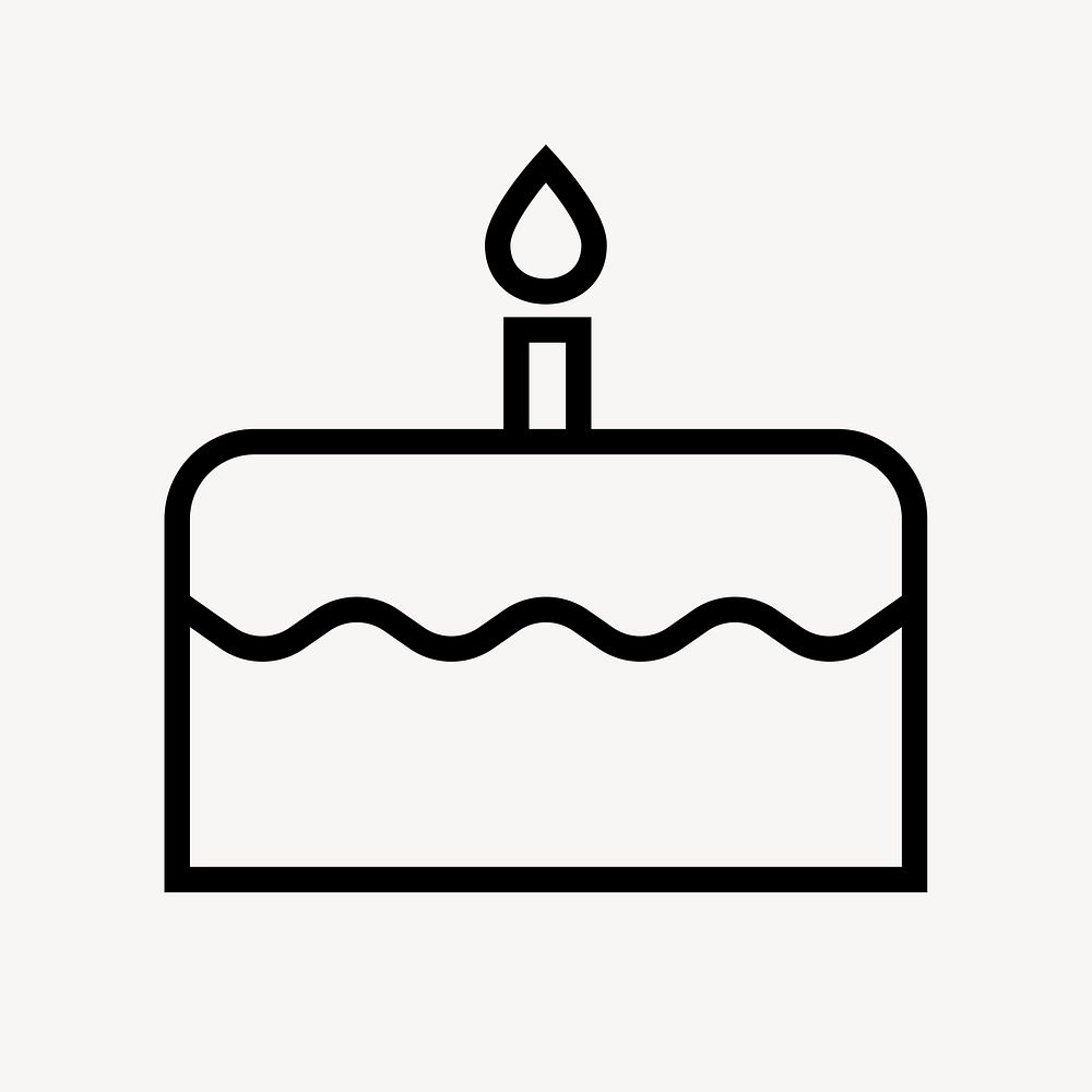 Birthday cake icon, line art illustration  psd