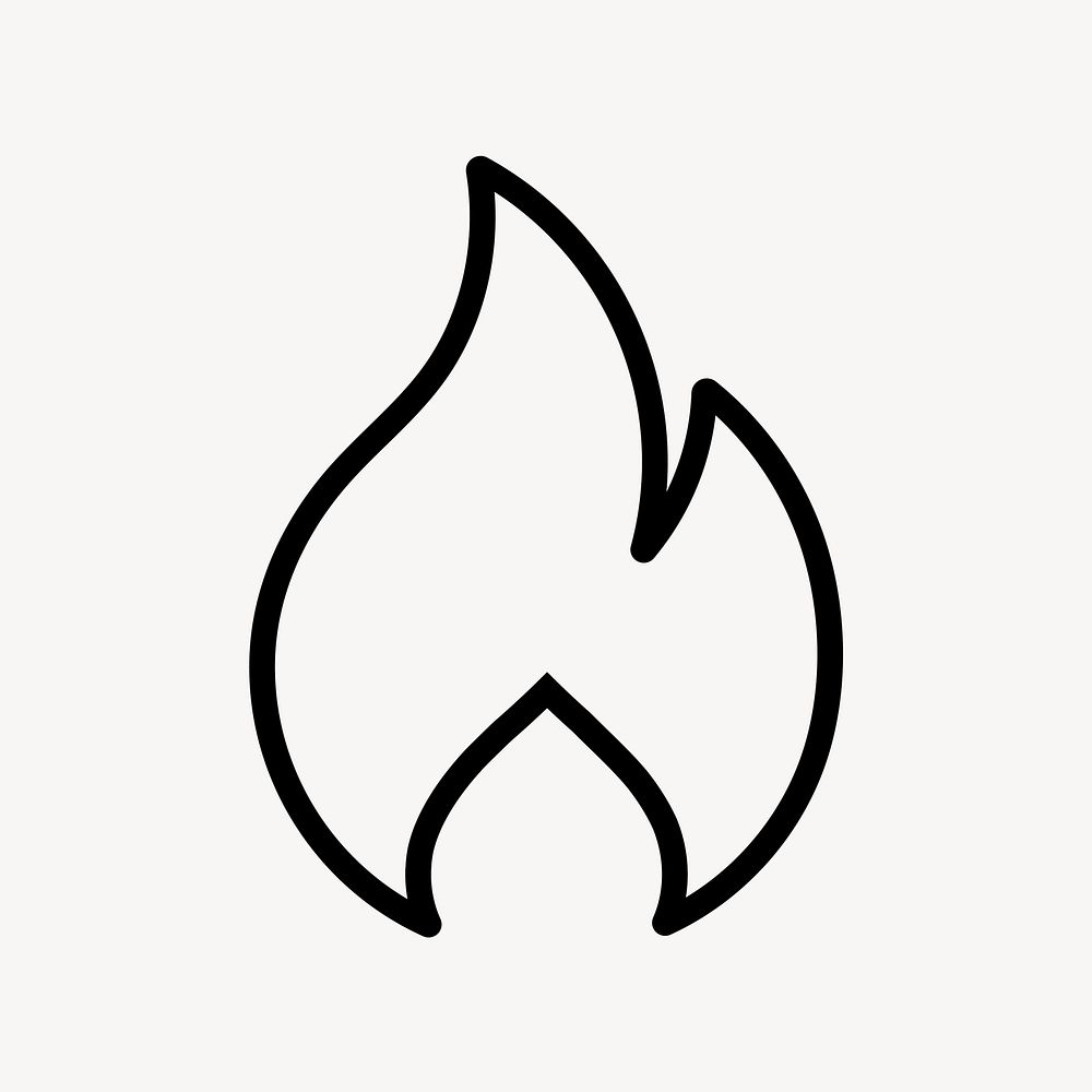 Flame icon, line art illustration